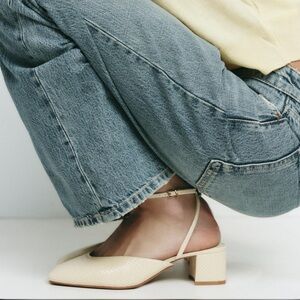 ZARA EMBOSSED BLOCK HEEL SLINGBACK